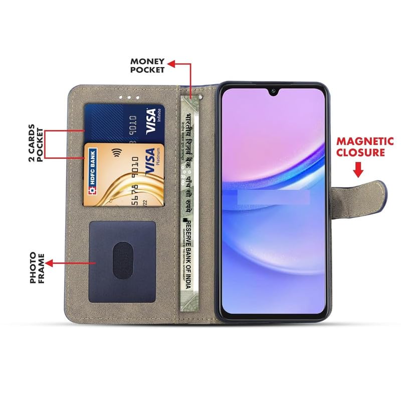 BRACADE Flip Cover Leather Finish | Inside TPU with Card Pockets